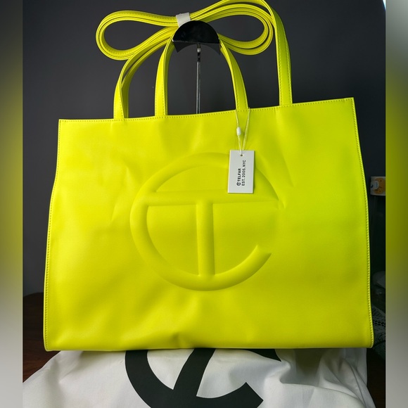 Telfar Shopping Bag in Highlighter Yellow! NWT & Dustbag - Picture 5 of 8